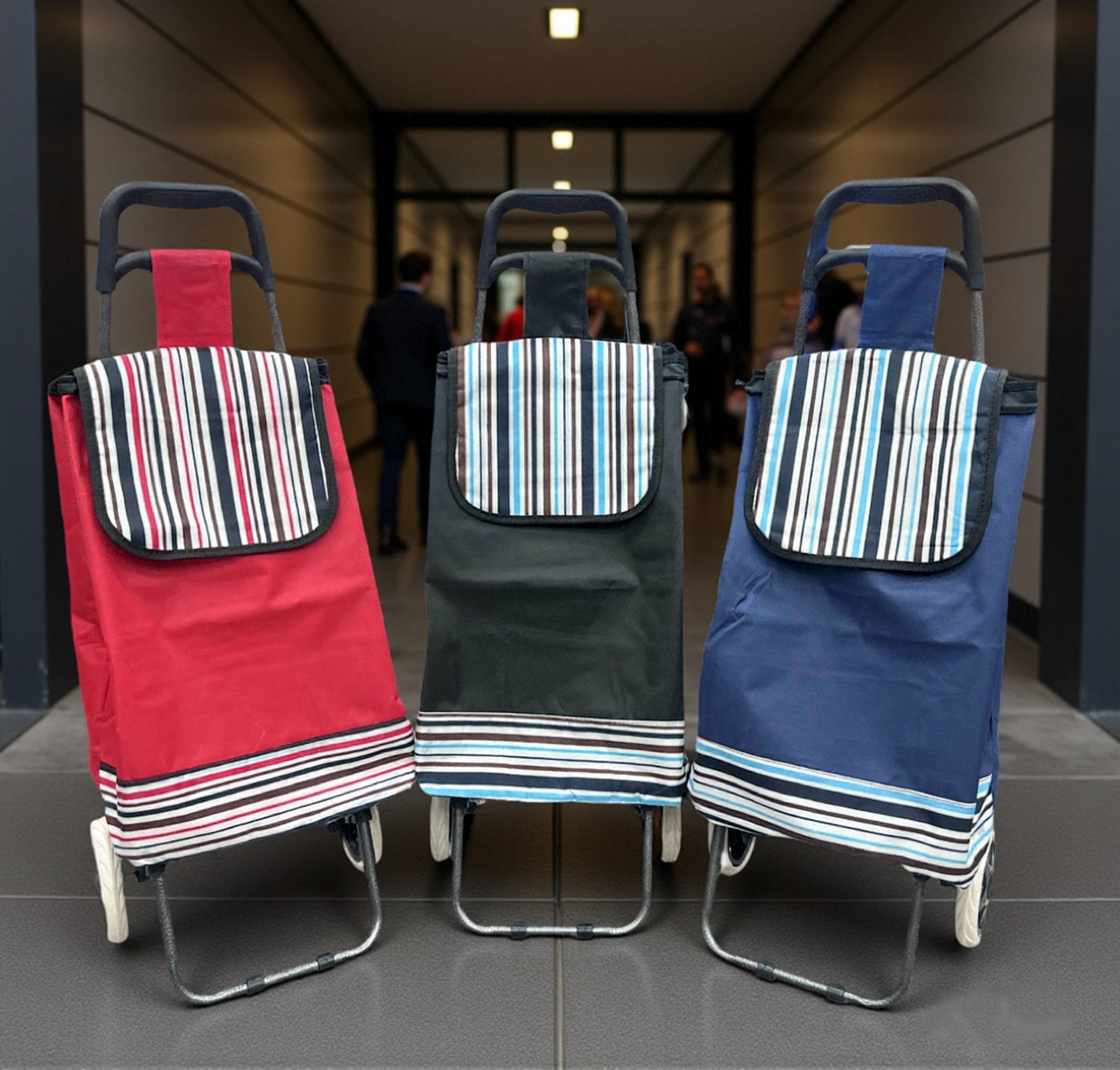 Foldable hand-pulled cart, folding household shopping cart, Oxford cloth express delivery trolley, elderly grocery shopping cart details Picture