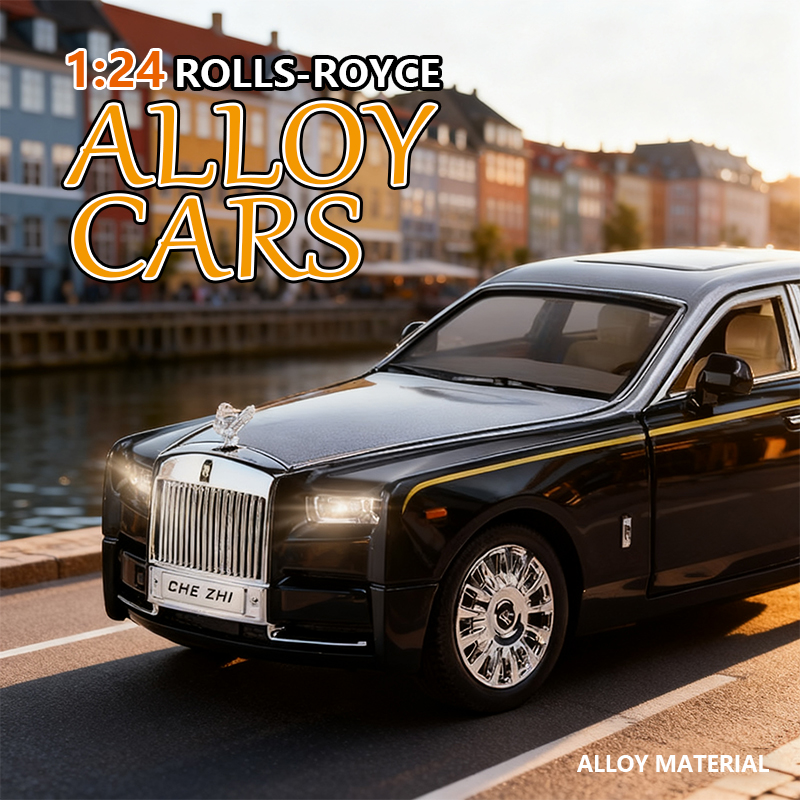 1:24 alloy car model simulation Rolls-Royce Phantom luxury car toy gift box Sound and Light Rebound car