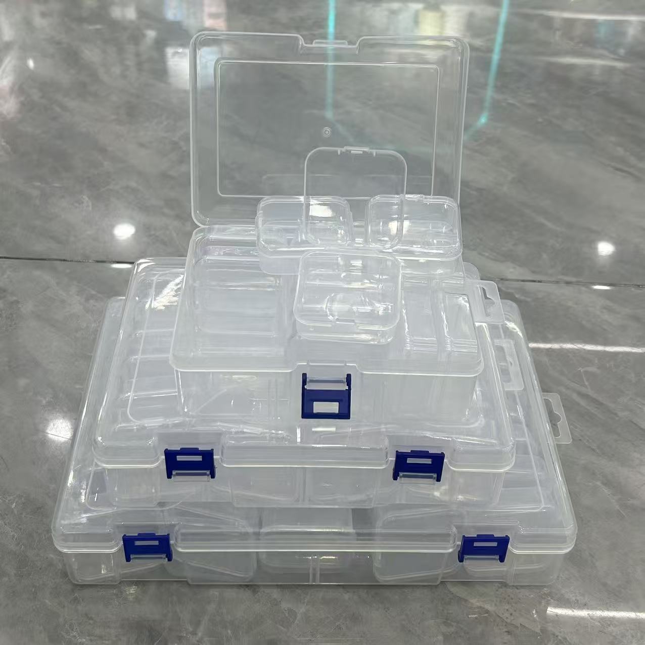 Rectangular transparent box, plastic box, electronic components, hardware products, digital accessories, cultural and creative packaging, fishing gear, storage box, medicine box