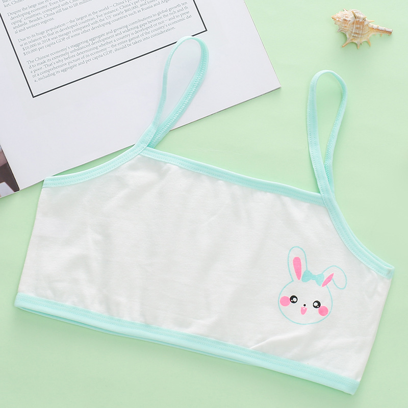 child girl vest cropped bra primary school student sling cartoon purified cotton tube top underwear middle and big children details Picture