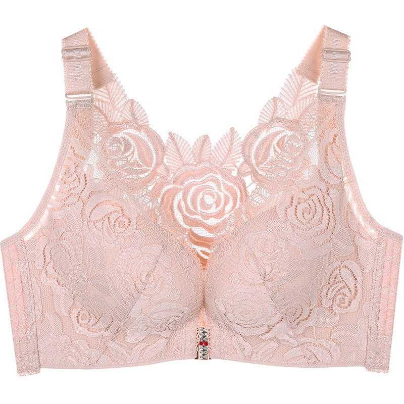 amazon plus size front buckle rose thin cup underwear women push up wireless independent stand bra big chest backless bra Specification drawing