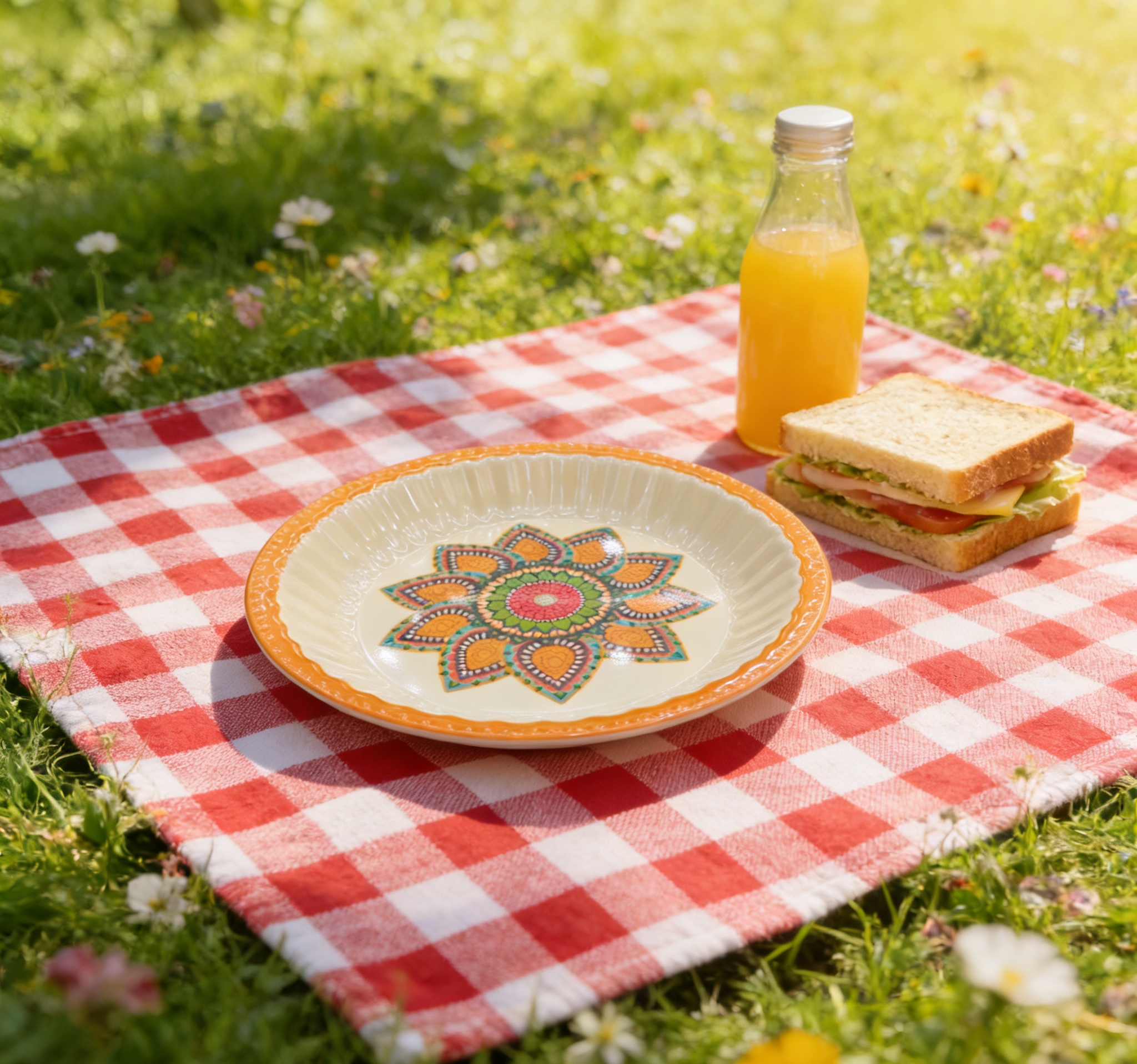 Bohemian ceramic melamine plates, creative ethnic-style restaurant tableware presentation Application Scenario