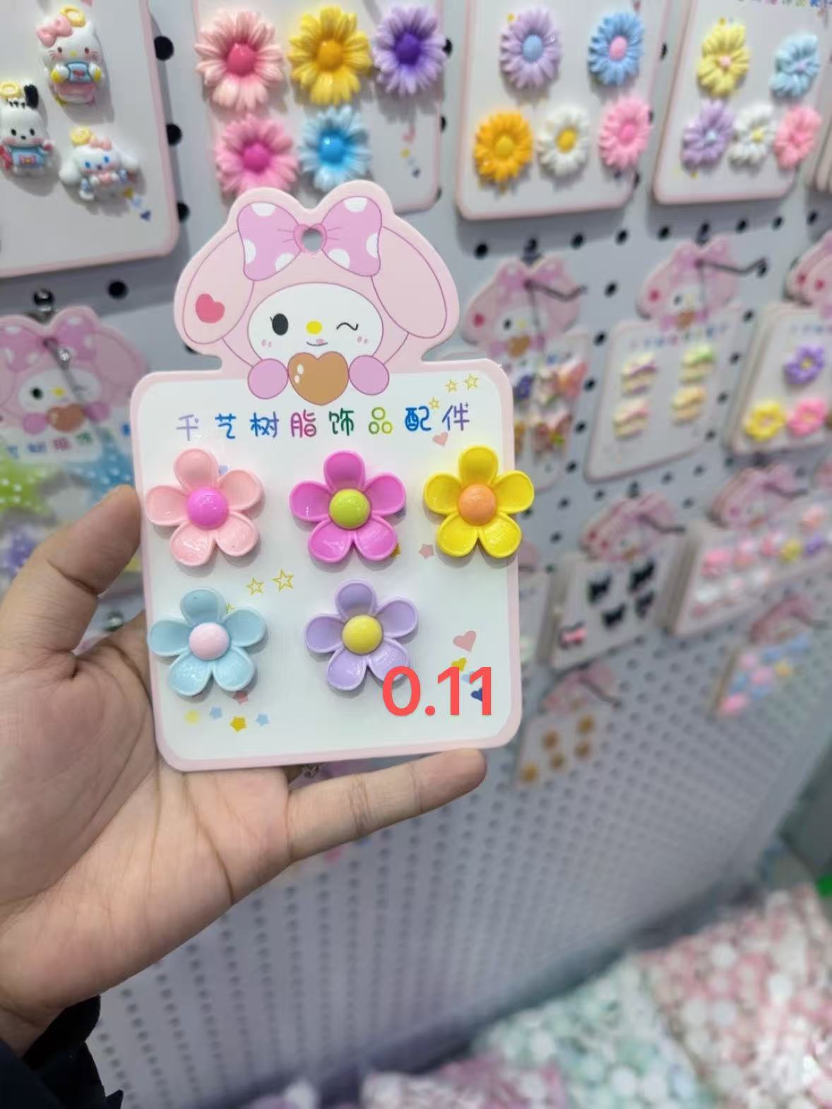 千艺树脂diy手工材料鞋花帽子奶油胶吸管贴片亮面五瓣花小号饰品配件