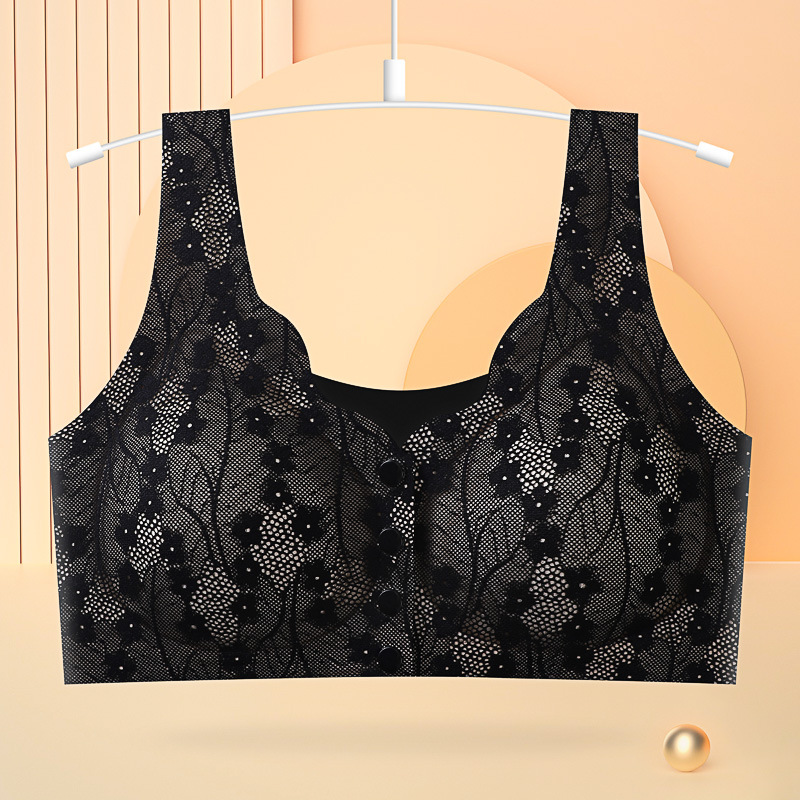 front buckle no sense of age middle-aged and elderly mothers thin underwear lace wireless bra women's nursing vest chest Specification drawing