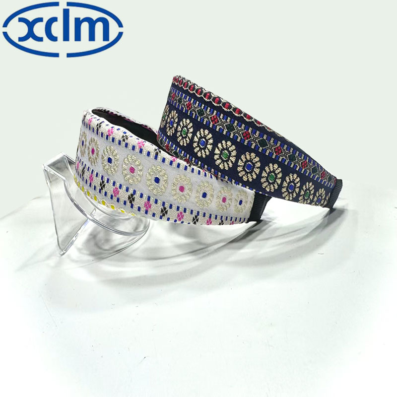 Retro hair clips, wide-edge hair bands, embroidered ethnic floral hair clips, facial wash headbands, new hair accessories, wider and more exquisite Specification image