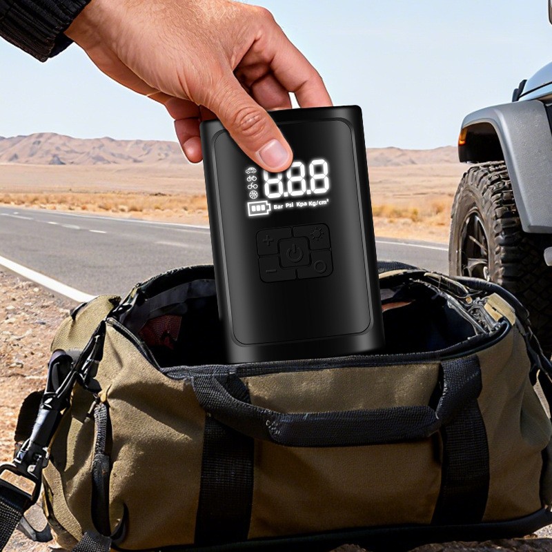 多功能气泵便携车载充气泵持久续航智能数显充气照明胎压表细节图