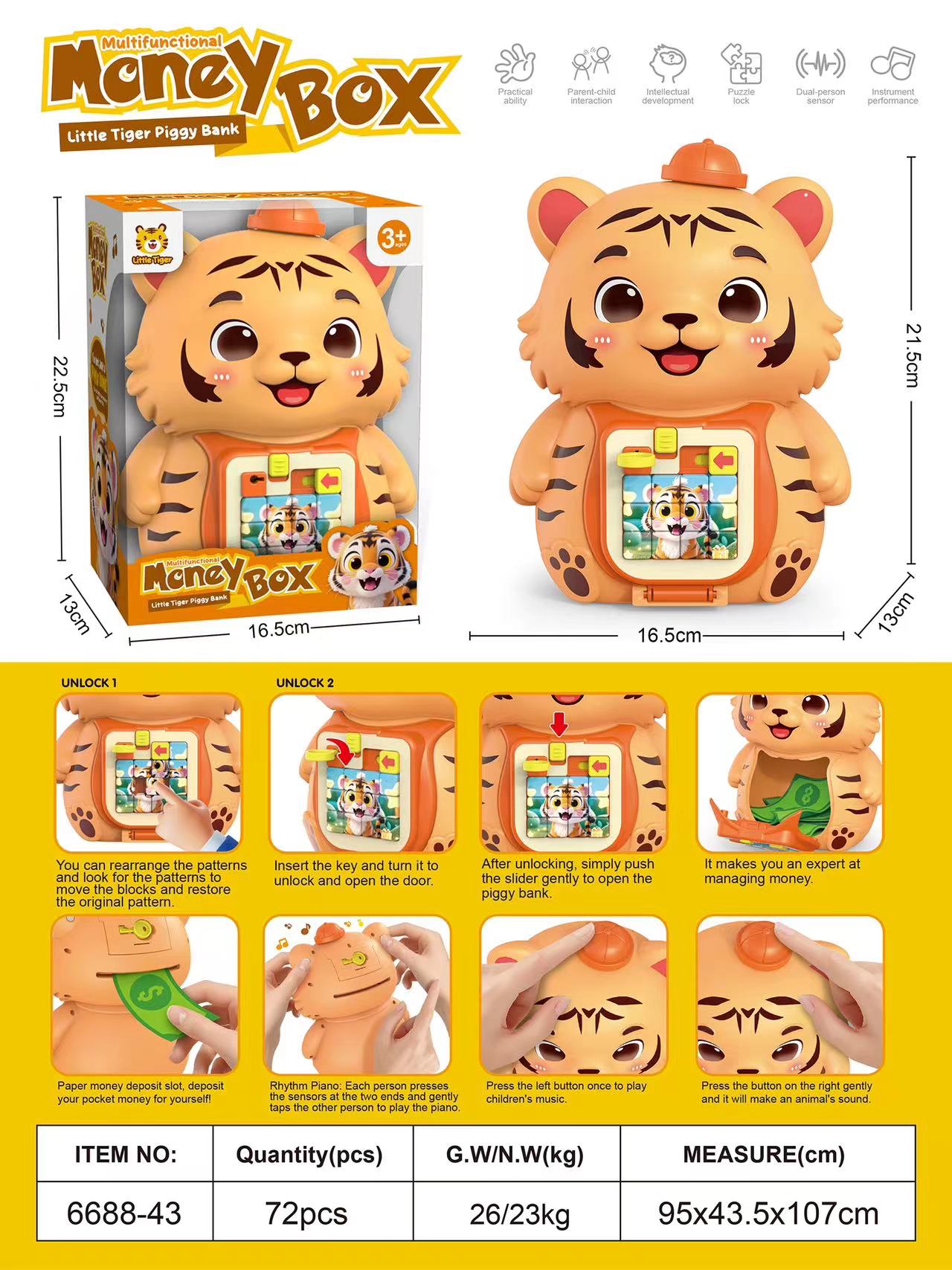 TK63914 Tiger Piggy Bank details Picture