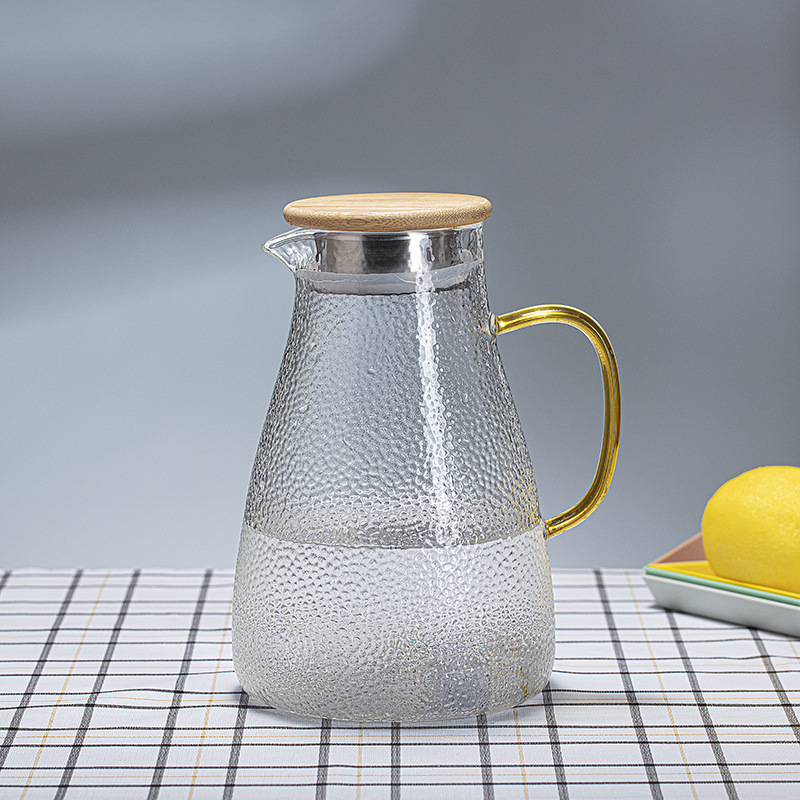 thick and high temperature resistant glass hammer pattern water pitcher heat-resistant explosion-proof cold kettle juice jug multi-purpose kettle set household Item Picture