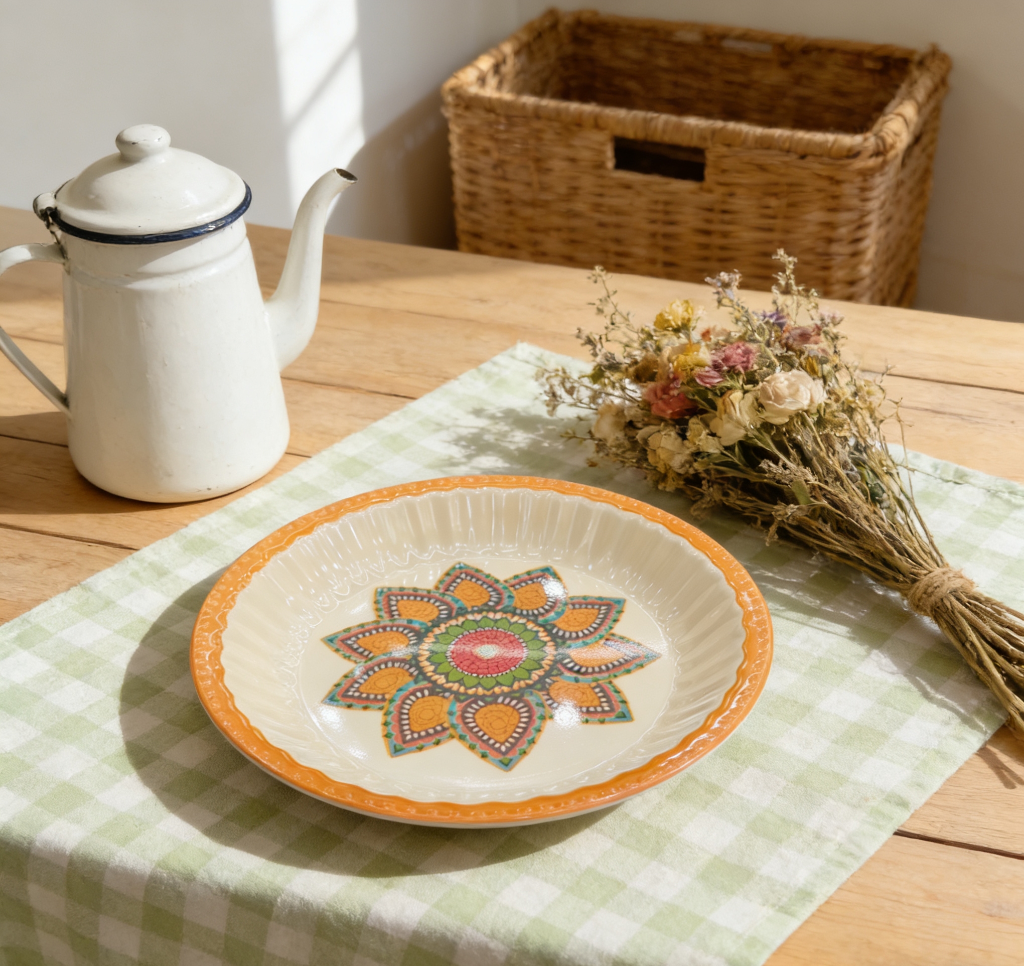 Bohemian ceramic melamine plates, creative ethnic-style restaurant tableware presentation