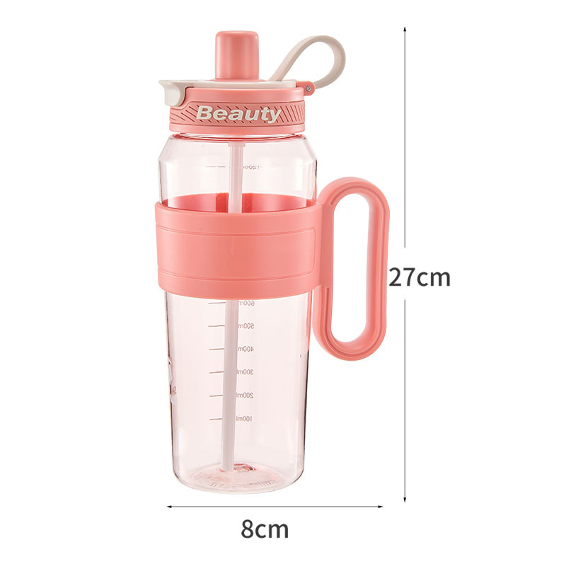 large capacity plastic water cup for boys and girls summer workout high temperature resistant drop resistant sports kettle portable portable cup with straw Specification drawing