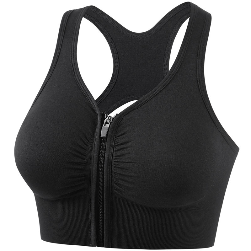 shockproof push-up plus size running yoga fitness sports bra hollow-out beauty back front zipper sports underwear for women Item Picture