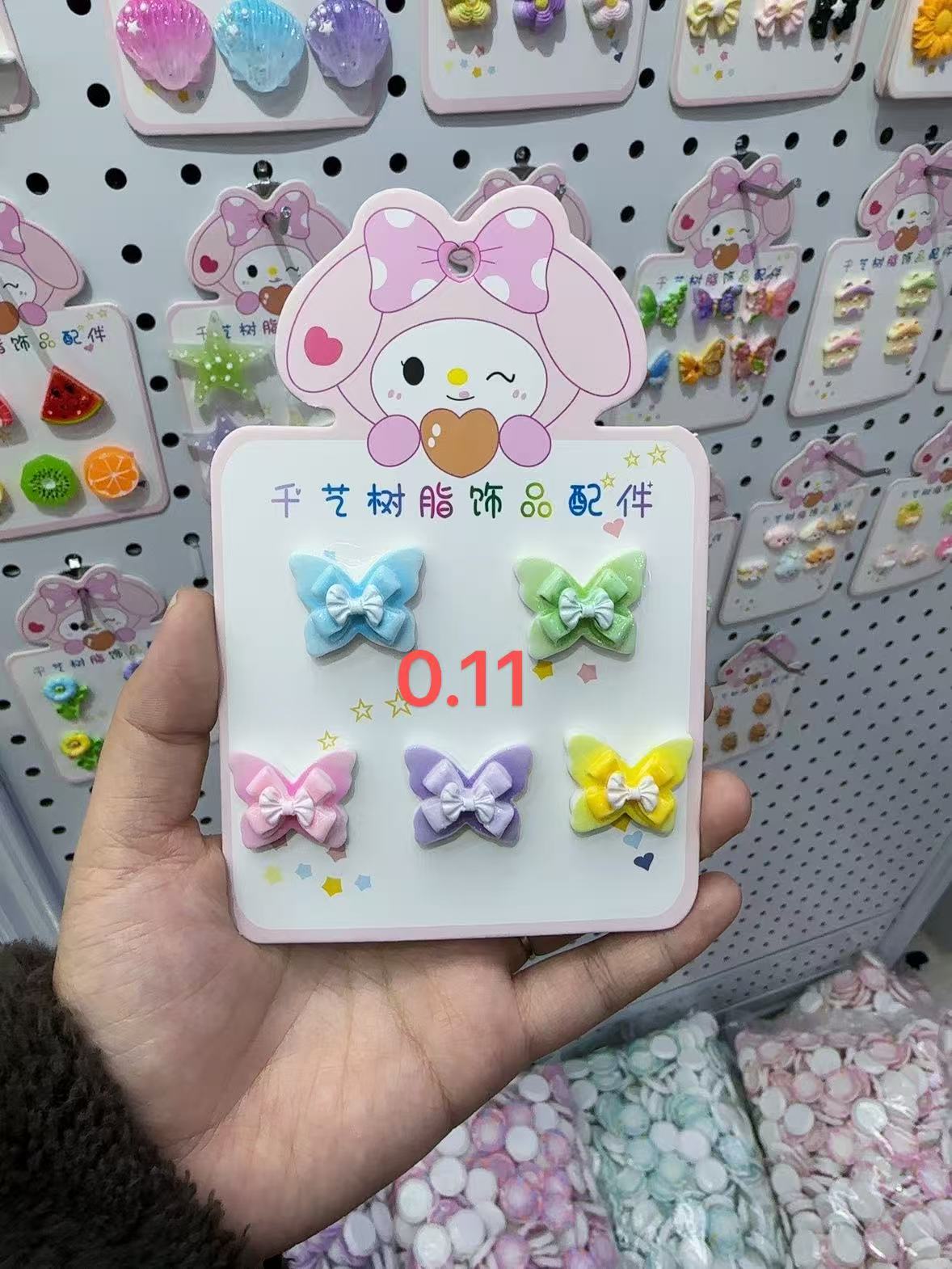 千艺树脂亮面彩色蝴蝶结奶油胶diy饰品配件