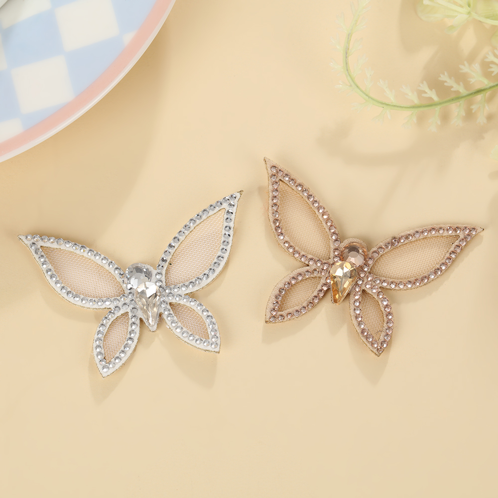 定制韩系高级感水钻网纱蝴蝶辅料服装鞋包手工DIY装饰配件定做