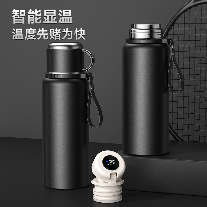 men's good-looking water cup large capacity temperature-showing stuffy teapot 316 all-steel thermos cup tea water separation gift kettle details Picture