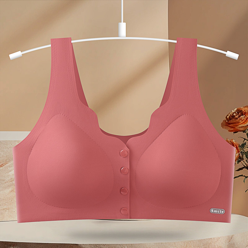 new seamless underwear for women breast holding push up anti-sag wireless push up breathable front buckle bra plus size details Picture