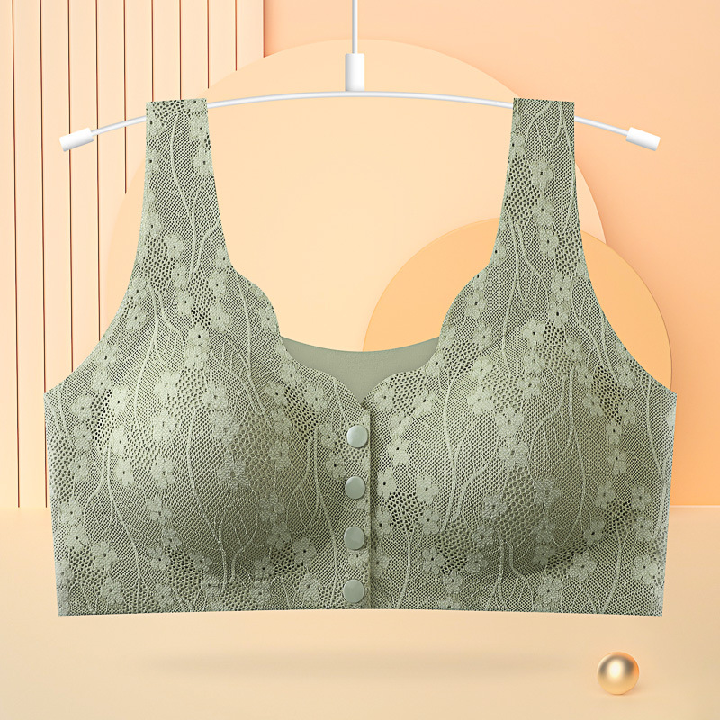 front buckle no sense of age middle-aged and elderly mothers thin underwear lace wireless bra women's nursing vest chest full figure