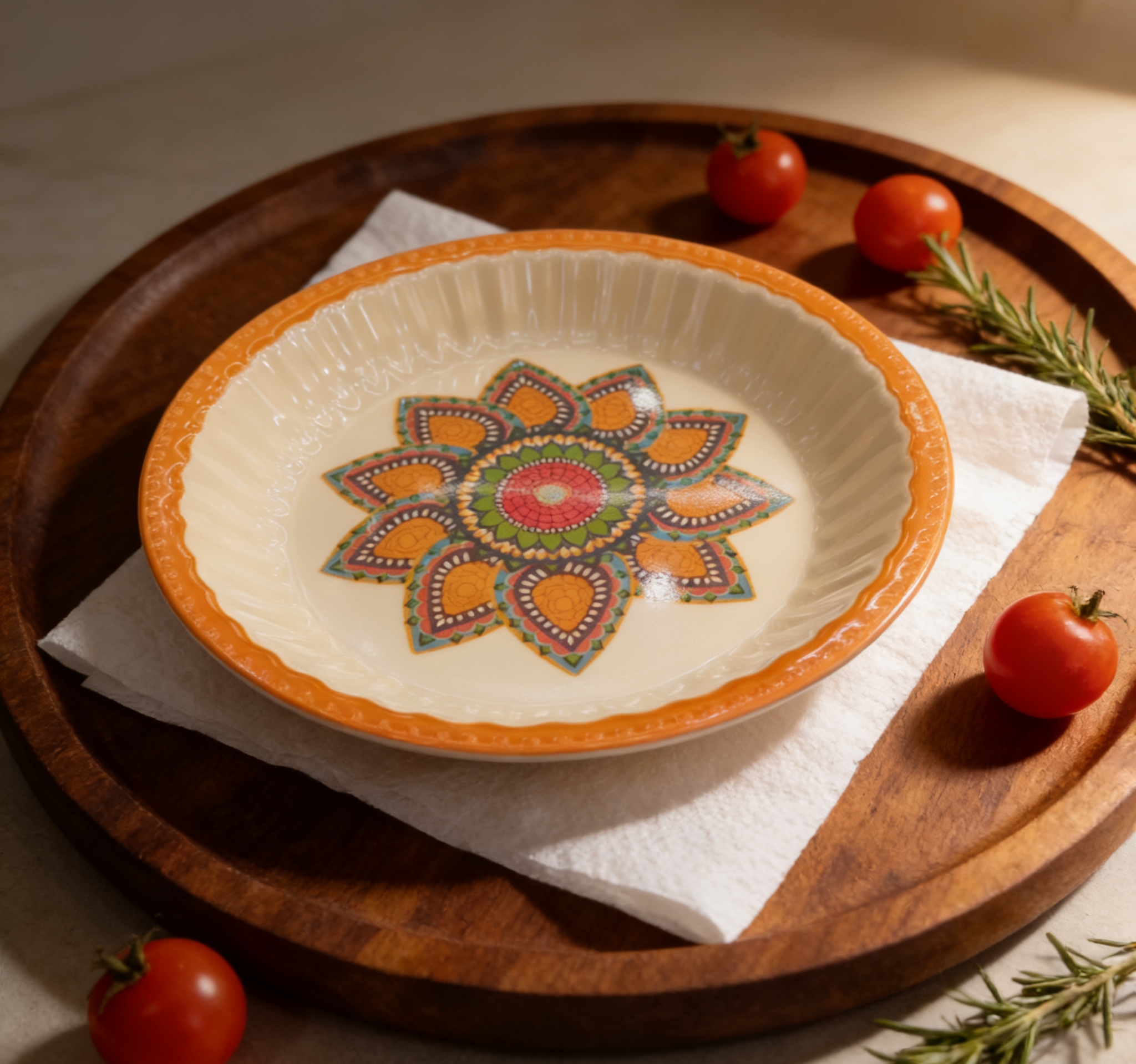 Bohemian ceramic melamine plates, creative ethnic-style restaurant tableware presentation Item Picture