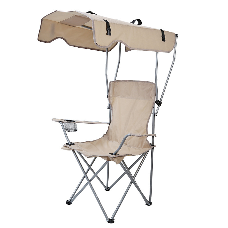 户外带顶棚扶手椅单人沙滩椅便携式野营牛津布折叠椅野钓椅钓鱼椅外贸热销户外折叠椅产品图