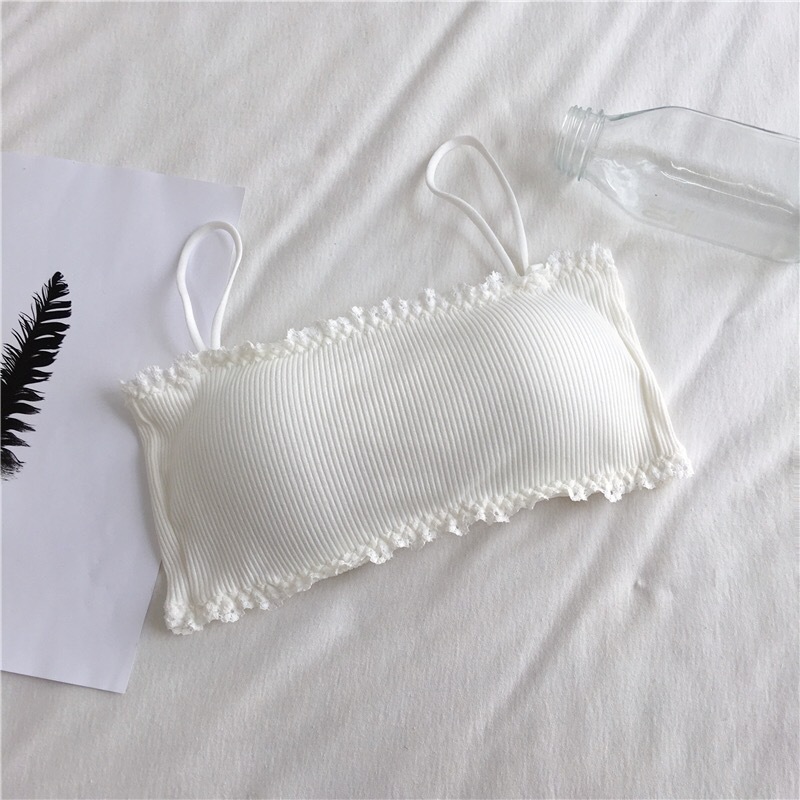 cross-border strapless bra and undershirt cotton strap tube top beautiful back girl underwired padded with breasted chest wrap underwear students Item Picture