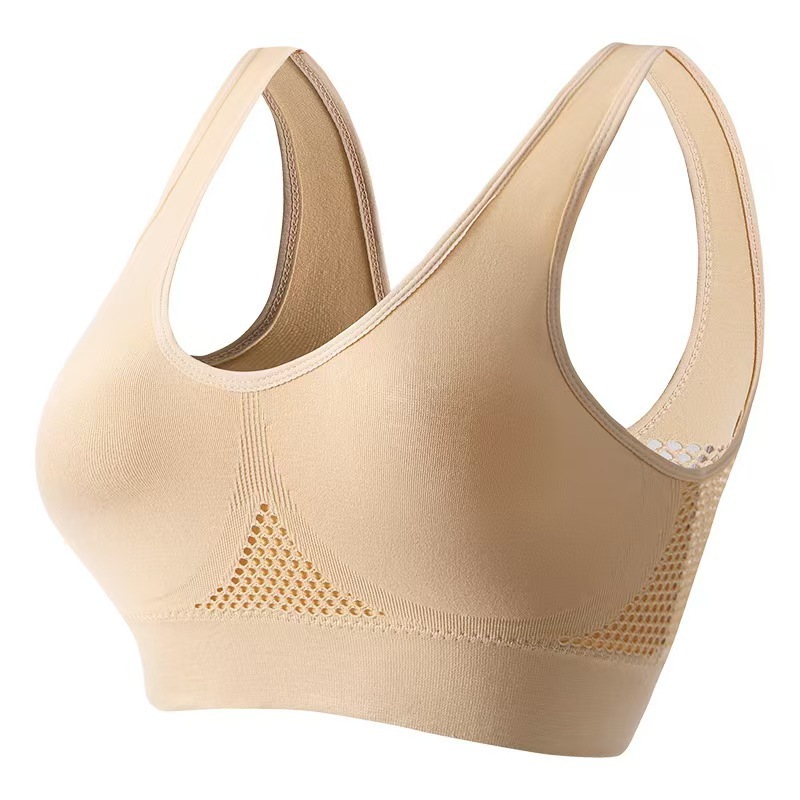 sportbra foreign trade mesh hollow breathable hole sports bra cross-border large size yoga running exercise underwear women Item Picture