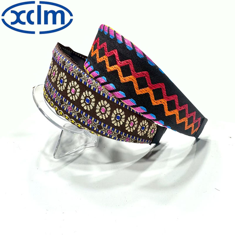 Retro hair clips, wide-edge hair bands, embroidered ethnic floral hair clips, facial wash headbands, new hair accessories, wider and more exquisite details Picture