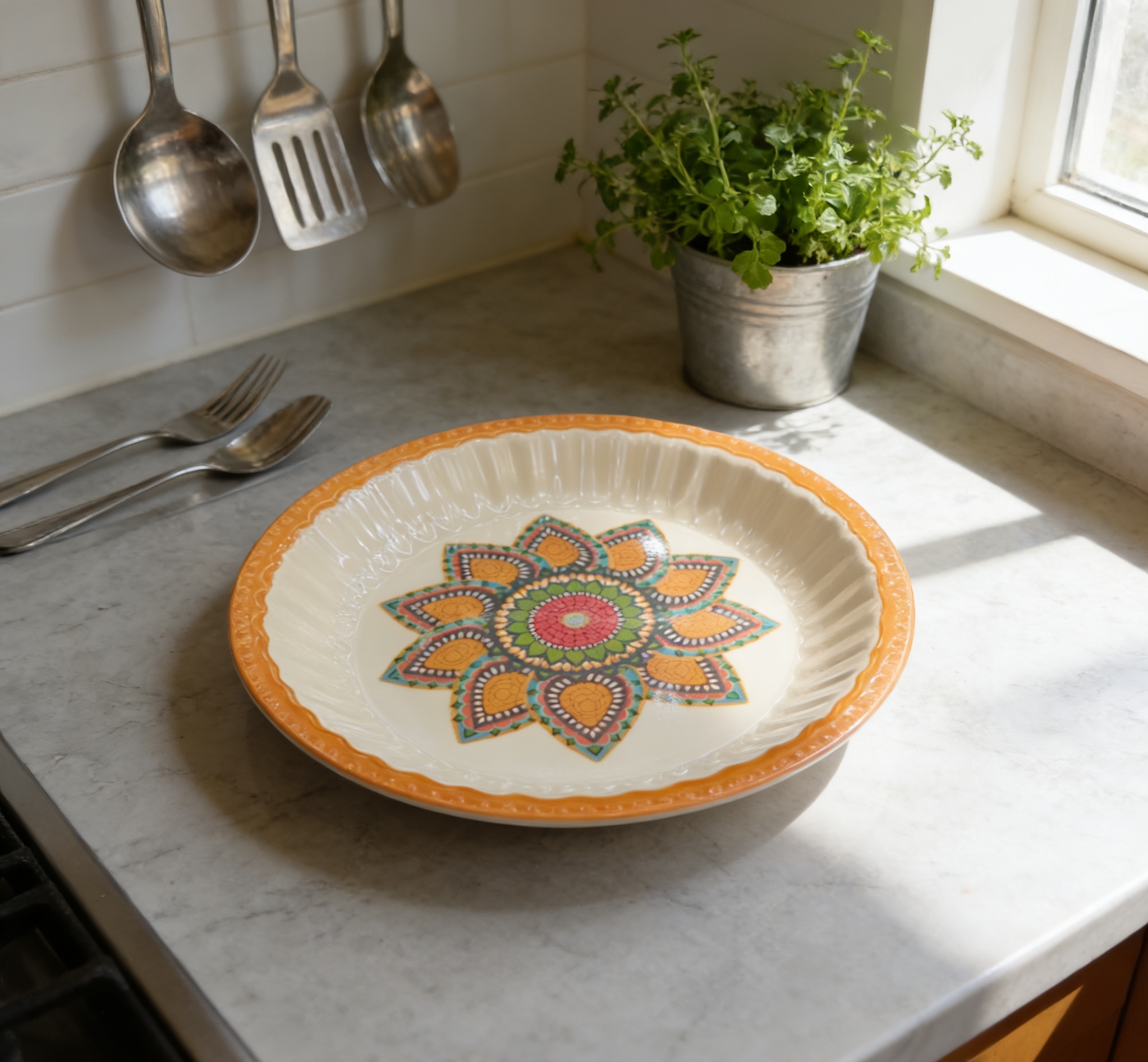 Bohemian ceramic melamine plates, creative ethnic-style restaurant tableware presentation details Picture