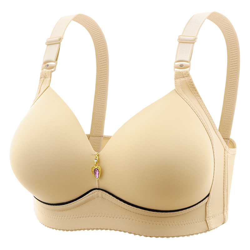 foreign trade order large size non-magnetic wireless push up breast holding adjustable plump girls underwear glossy four breasted bra Specification drawing