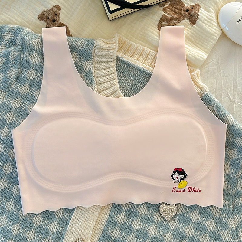 development period girl's underwear 9-16 years old girl tube top ice silk traceless vest junior high school students breathable bra thin details Picture