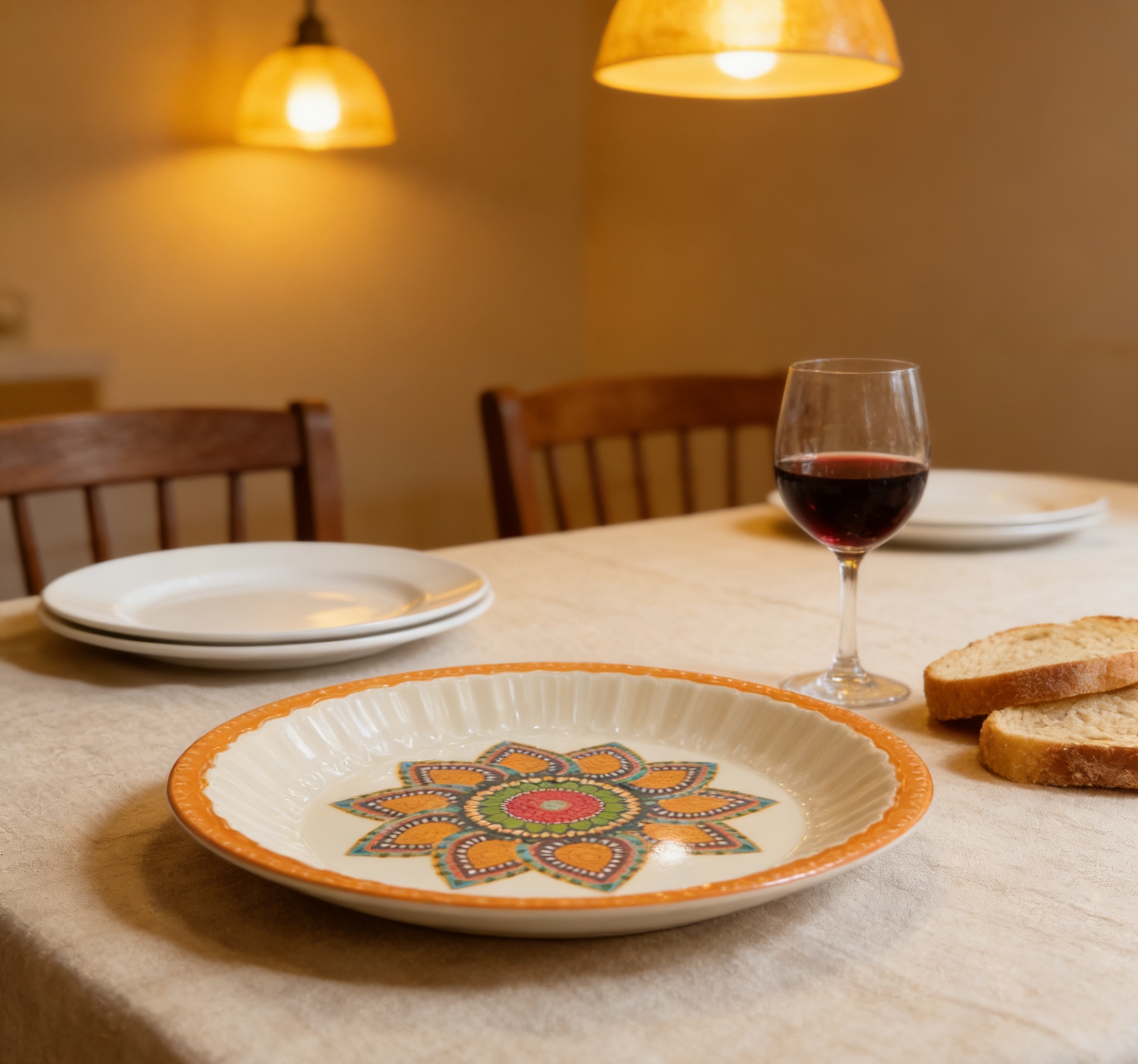 Bohemian ceramic melamine plates, creative ethnic-style restaurant tableware presentation Specification image
