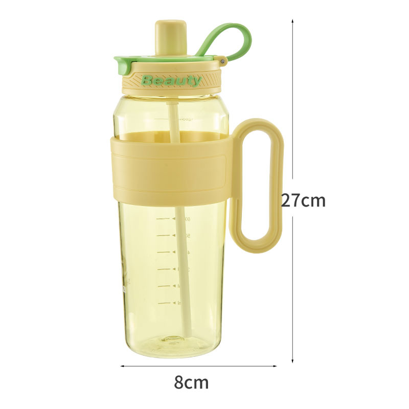 large capacity plastic water cup for boys and girls summer workout high temperature resistant drop resistant sports kettle portable portable cup with straw details Picture