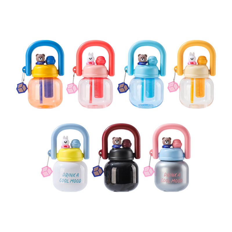 internet celebrity big belly cup large capacity child's plastic water cup summer portable kettle student straw cup carrying pot customization Item Picture