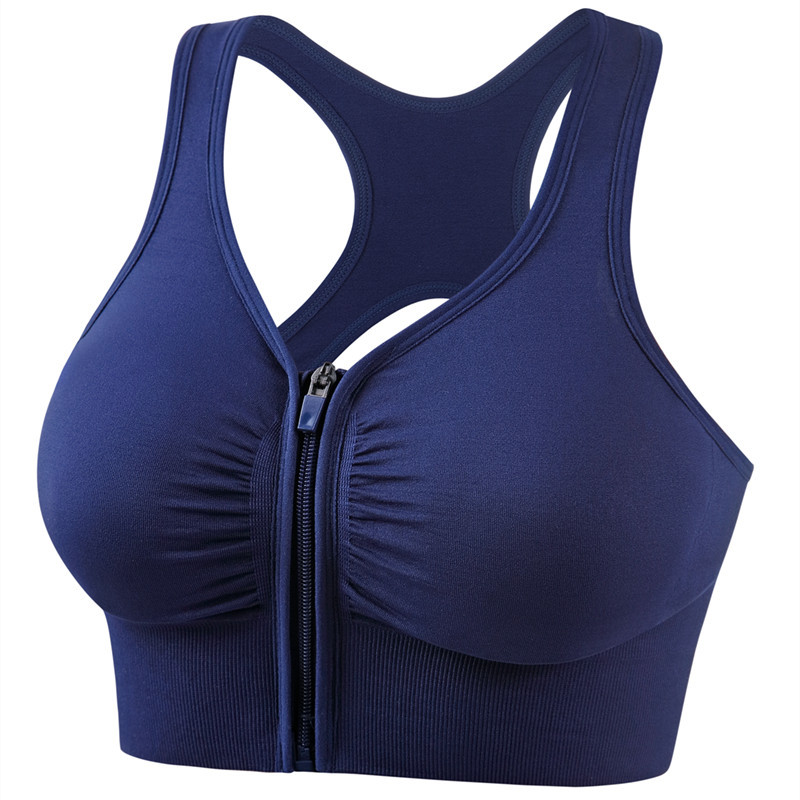 shockproof push-up plus size running yoga fitness sports bra hollow-out beauty back front zipper sports underwear for women details Picture