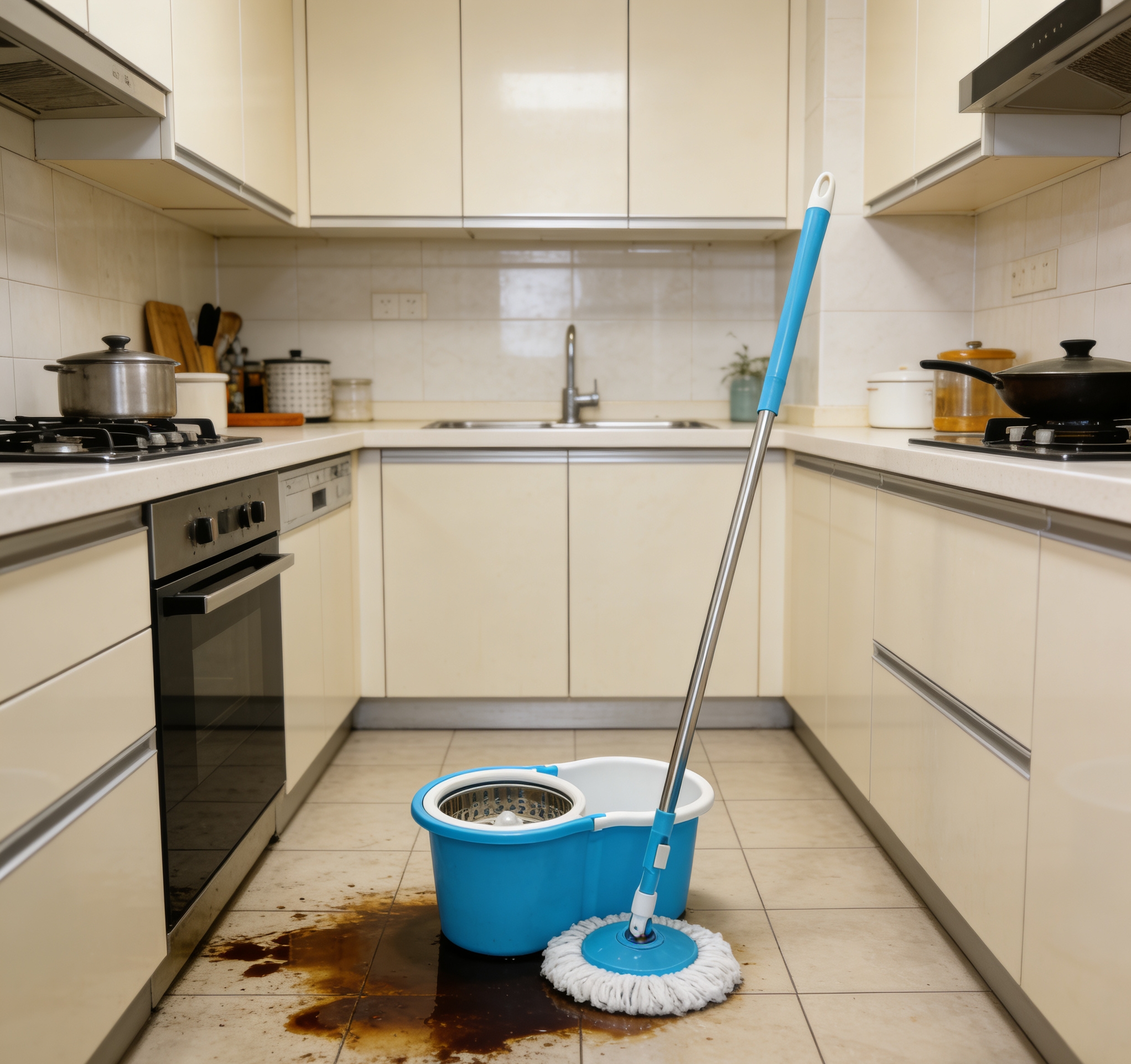 Hand-free rotating mop, a household lazy mopping wonder, automatic dehydration one-mop clean with bucket set, a lazy rotating mop, hand-free with bucket set, a household bathroom and kitchen water-absorbing mop wonder Application Scenario
