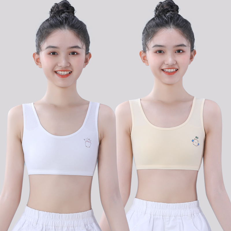 7-9-11-13-14 years old children girl puberty vest purified cotton tube top girls primary school students junior school students' bra full figure