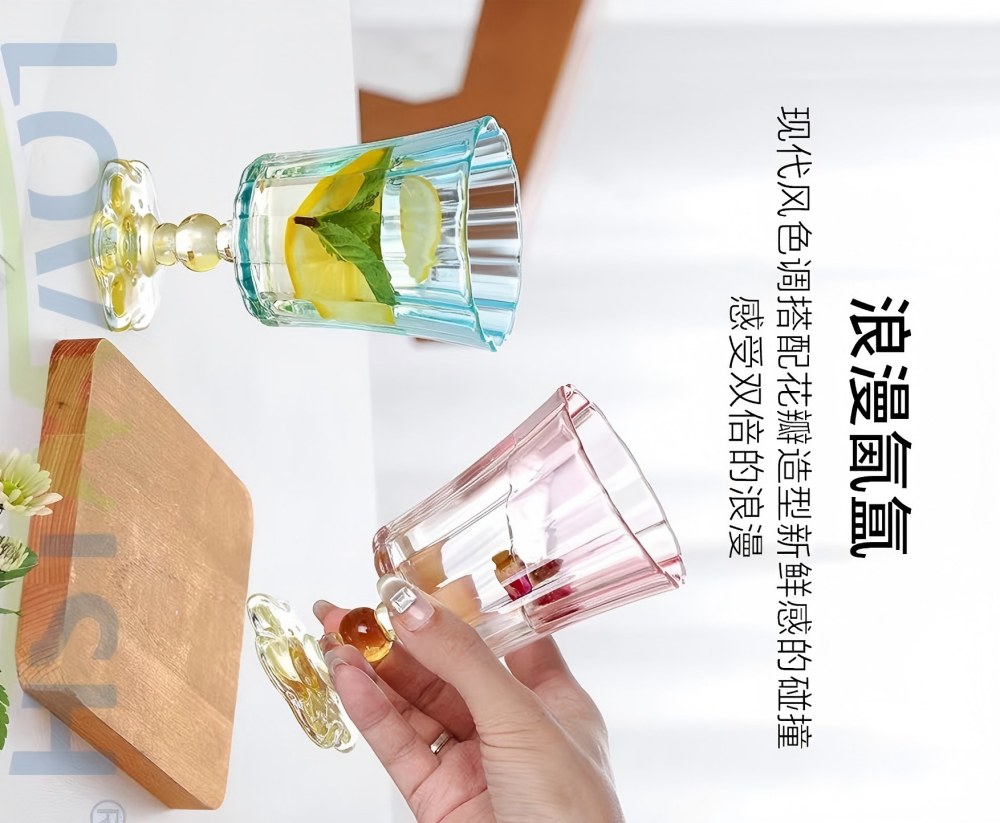 玻璃杯/竹节杯/杯子/玻璃杯杯子/茶具杯子白底实物图