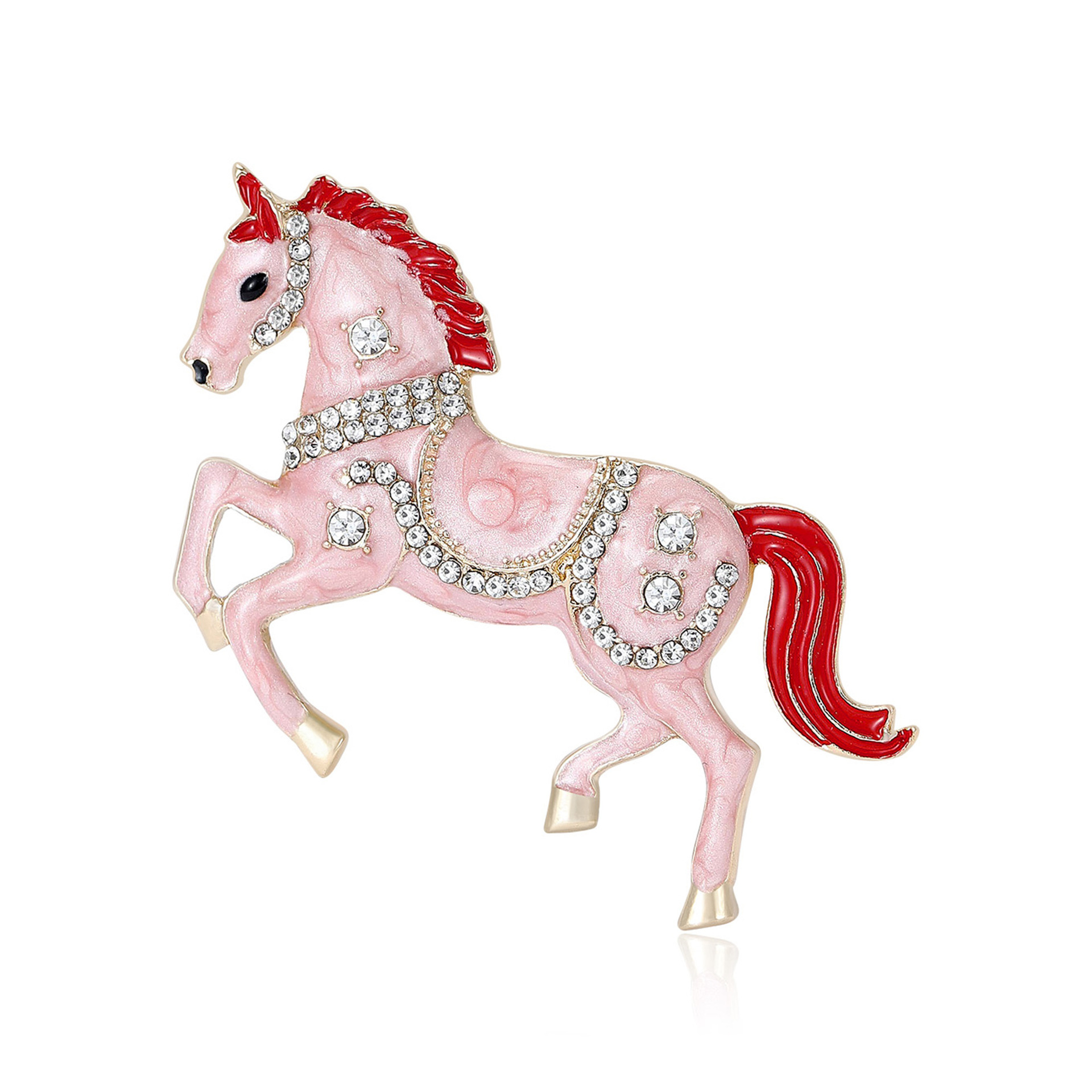 Cute and fresh enamel rhinestone horse brooch, men's and women's suits, overcoats, corsage accessories, brooches, versatile wholesale Item Picture