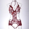 French lace lingerie, sexy and charming, bow neckline, cut-out one-piece dress, mature and sophisticated, backless, open-crotch pajamas Specification image