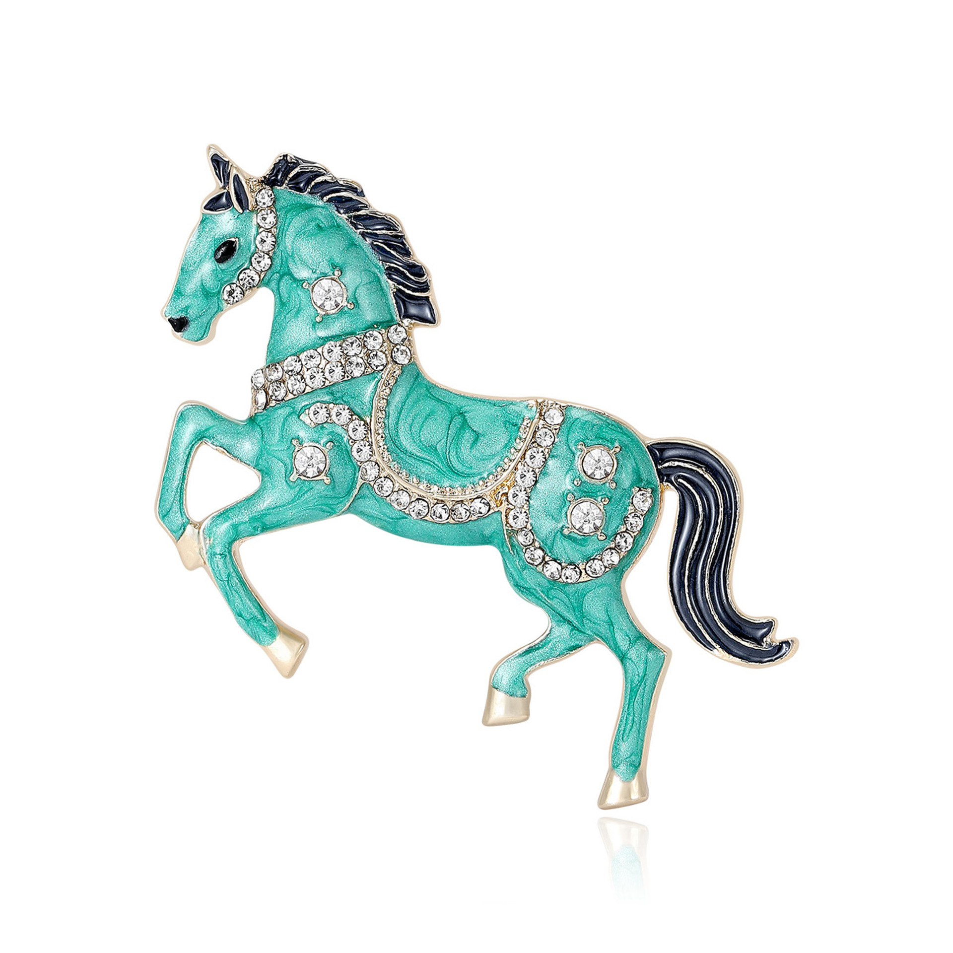 Cute and fresh enamel rhinestone horse brooch, men's and women's suits, overcoats, corsage accessories, brooches, versatile wholesale Specification image