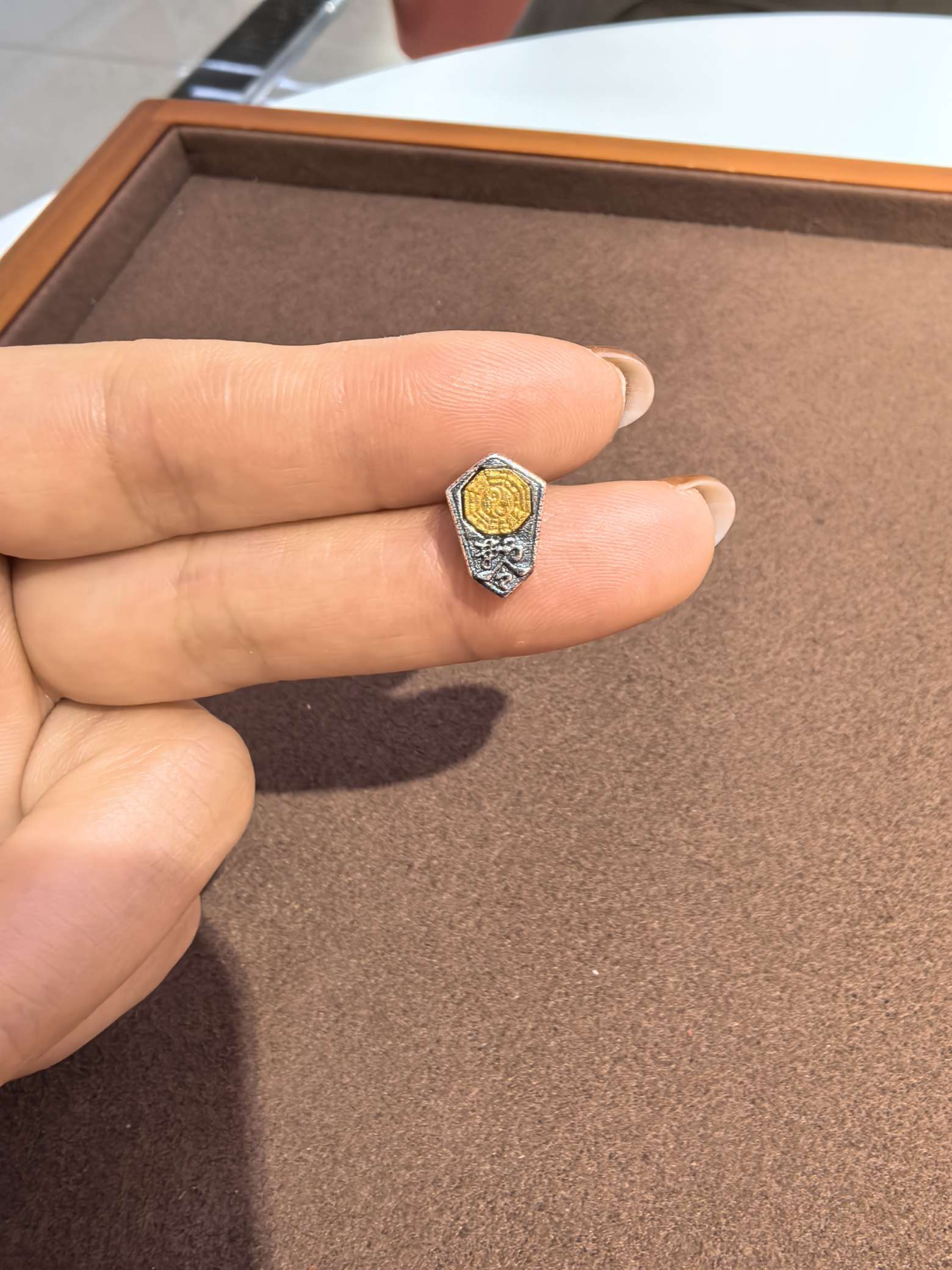 老银双色八卦牌符配件