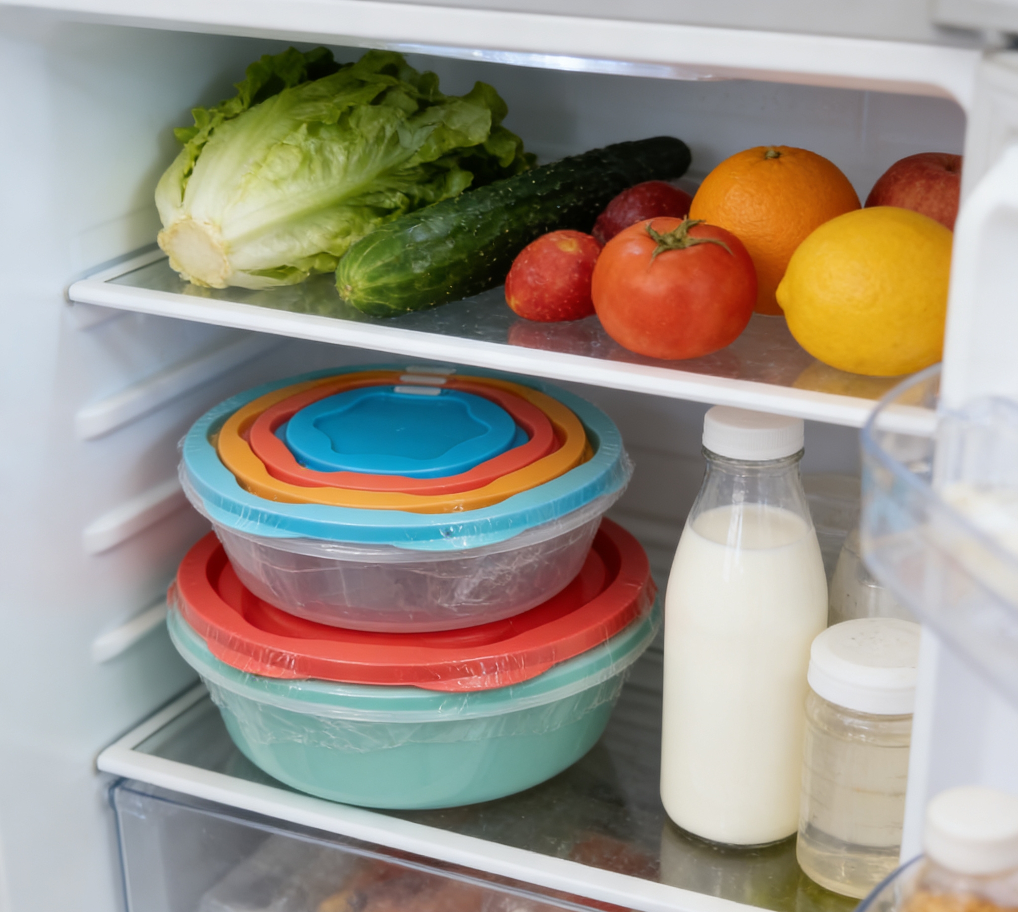 Food-grade sealed food storage box set, household kitchen layered storage box with lid, multi-layer round food storage box, kitchen food storage box sealed and anti-odor mixing set details Picture