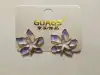 Purple oil-dripping flower heart-shaped earrings details Picture