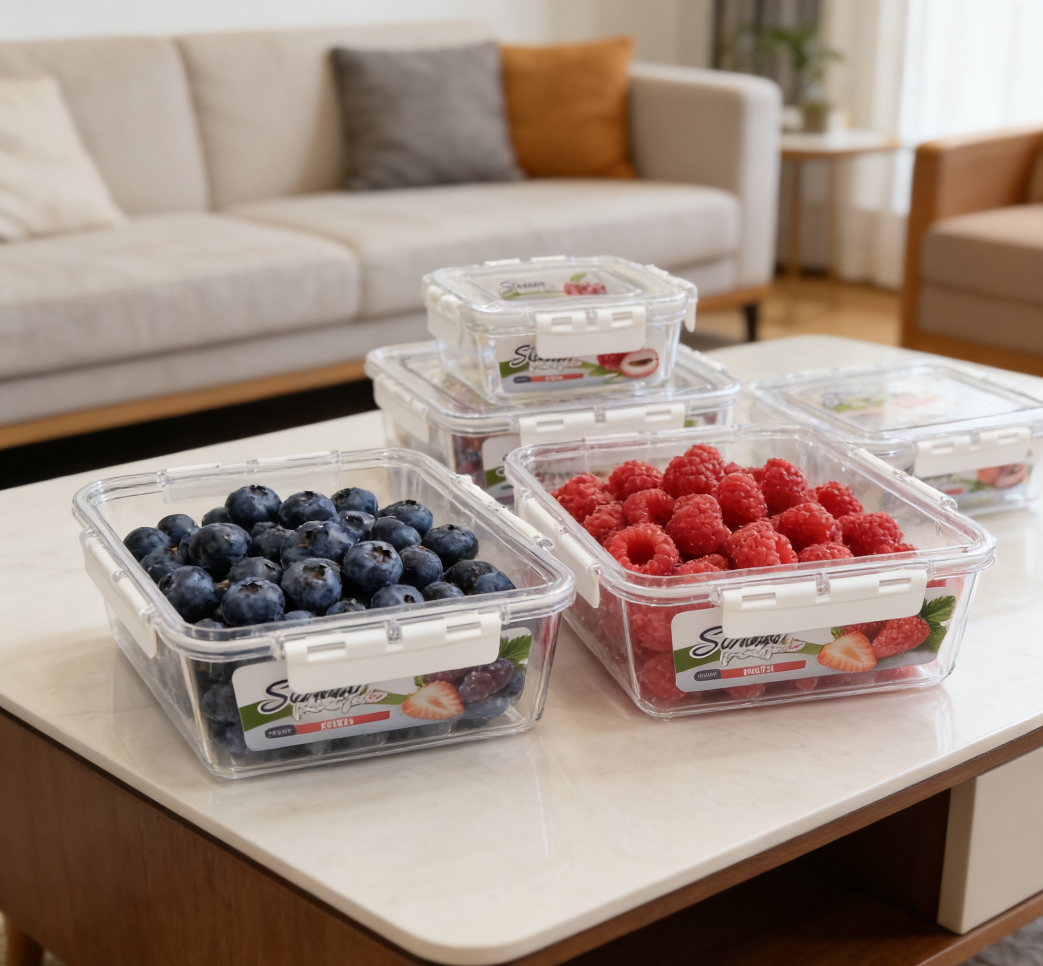 Wholesale food-grade square food storage boxes without compartments, fruit storage boxes, and special sealed storage boxes for refrigerators Item Picture