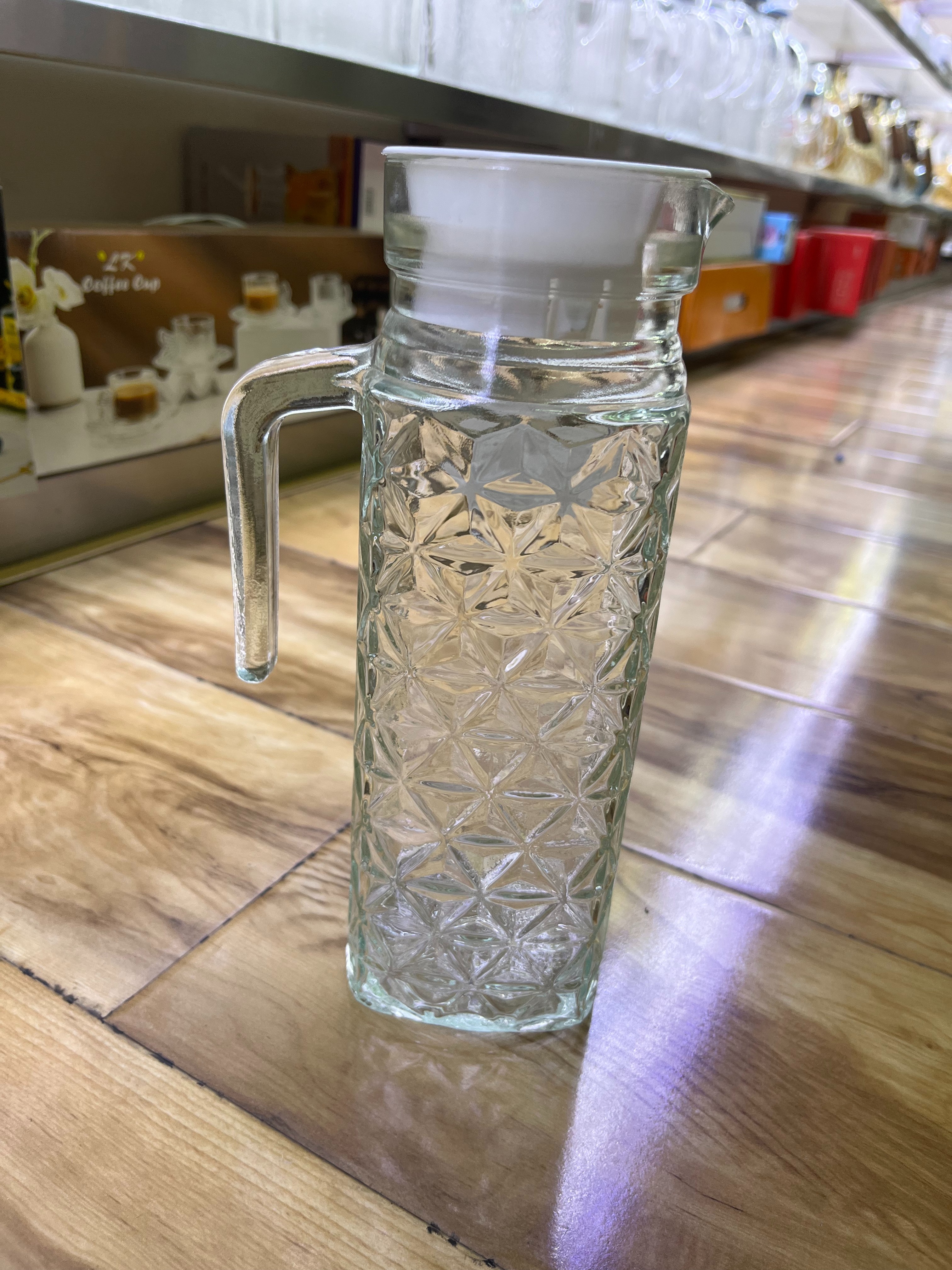 玻璃饮料壶实用环保玻璃水壶无铅凉水壶饭店凉茶壶酒店KTV专用冷饮壶家用商用1000ml果汁壶