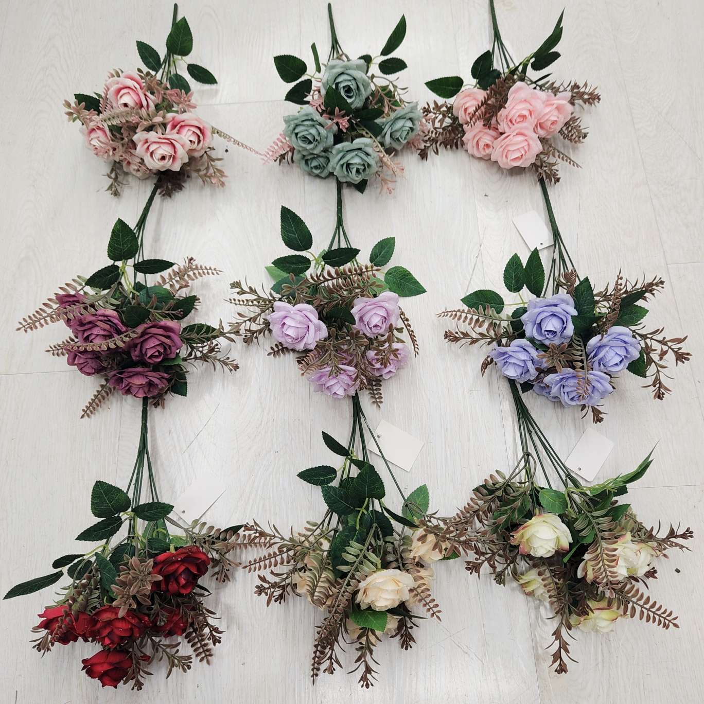 6头带露珠五角玫办公文化仿真园艺玫瑰火把狂欢夜导具仿真花DIY发饰钩织仿真玫瑰花