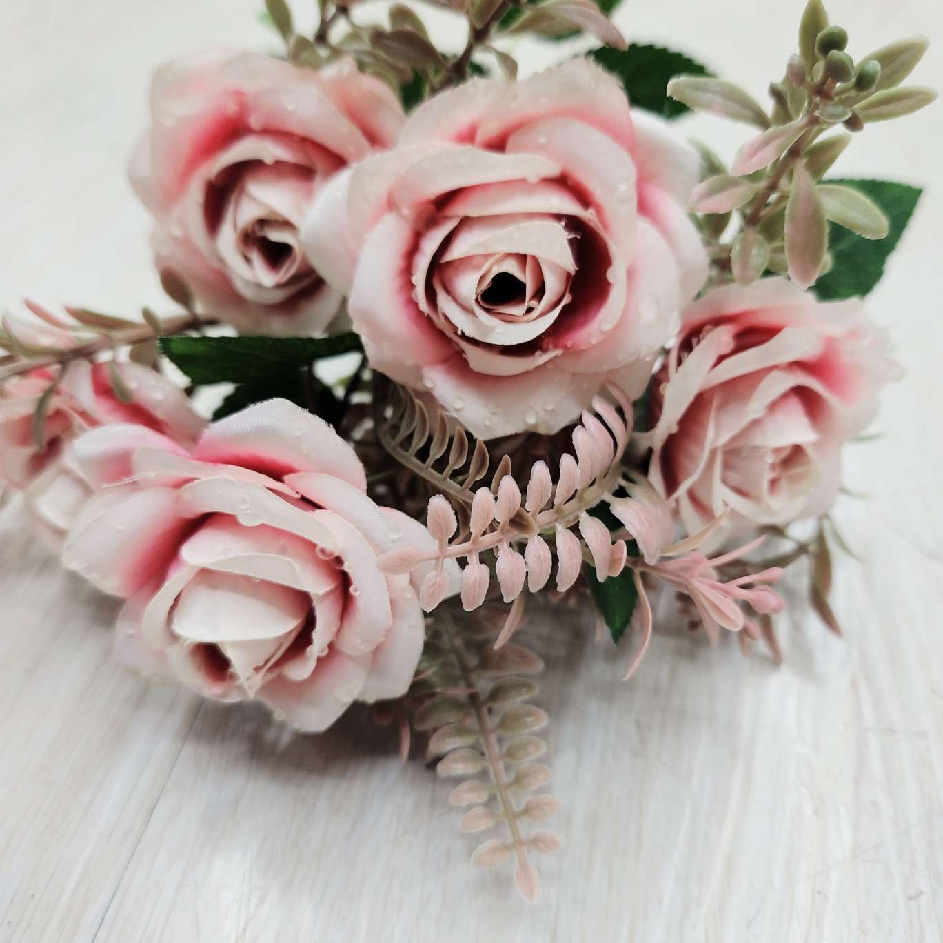 6头带露珠五角玫办公文化仿真园艺玫瑰火把狂欢夜导具仿真花DIY发饰钩织仿真玫瑰花详情图8