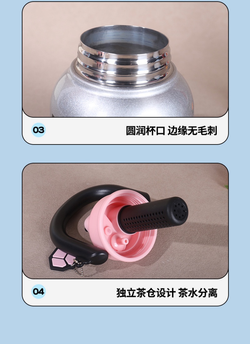 A new type of stainless steel insulated cup with a handle and straw, a portable large-bellied cup for women with a high appearance level pic 4