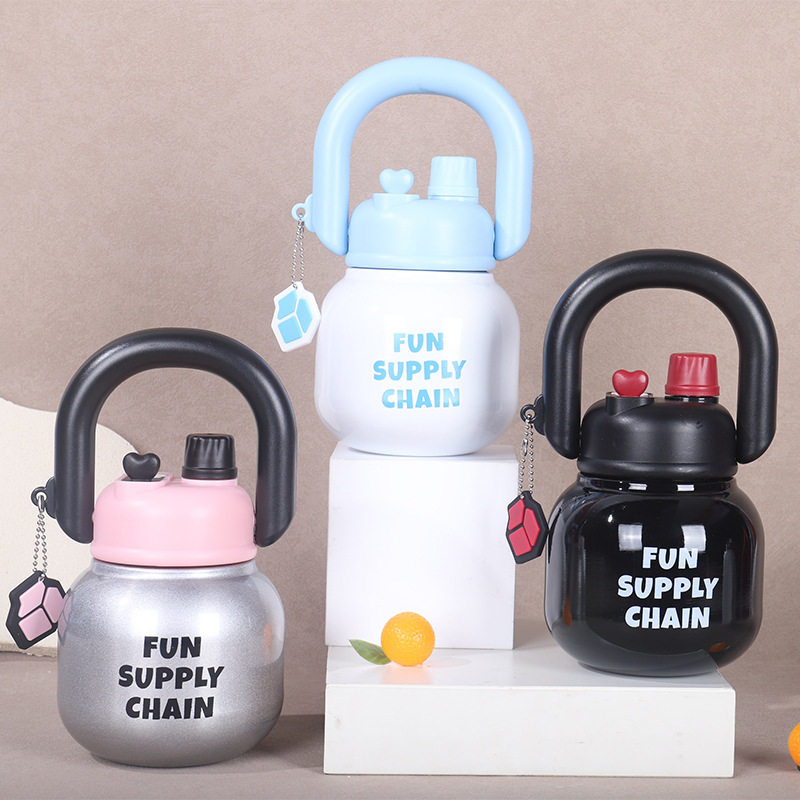 A new type of stainless steel insulated cup with a handle and straw, a portable large-bellied cup for women with a high appearance level pic 6