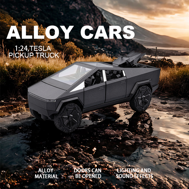 1:24仿真特思皮卡沙滩车合金车模型玩具收藏摆件儿童声光玩具