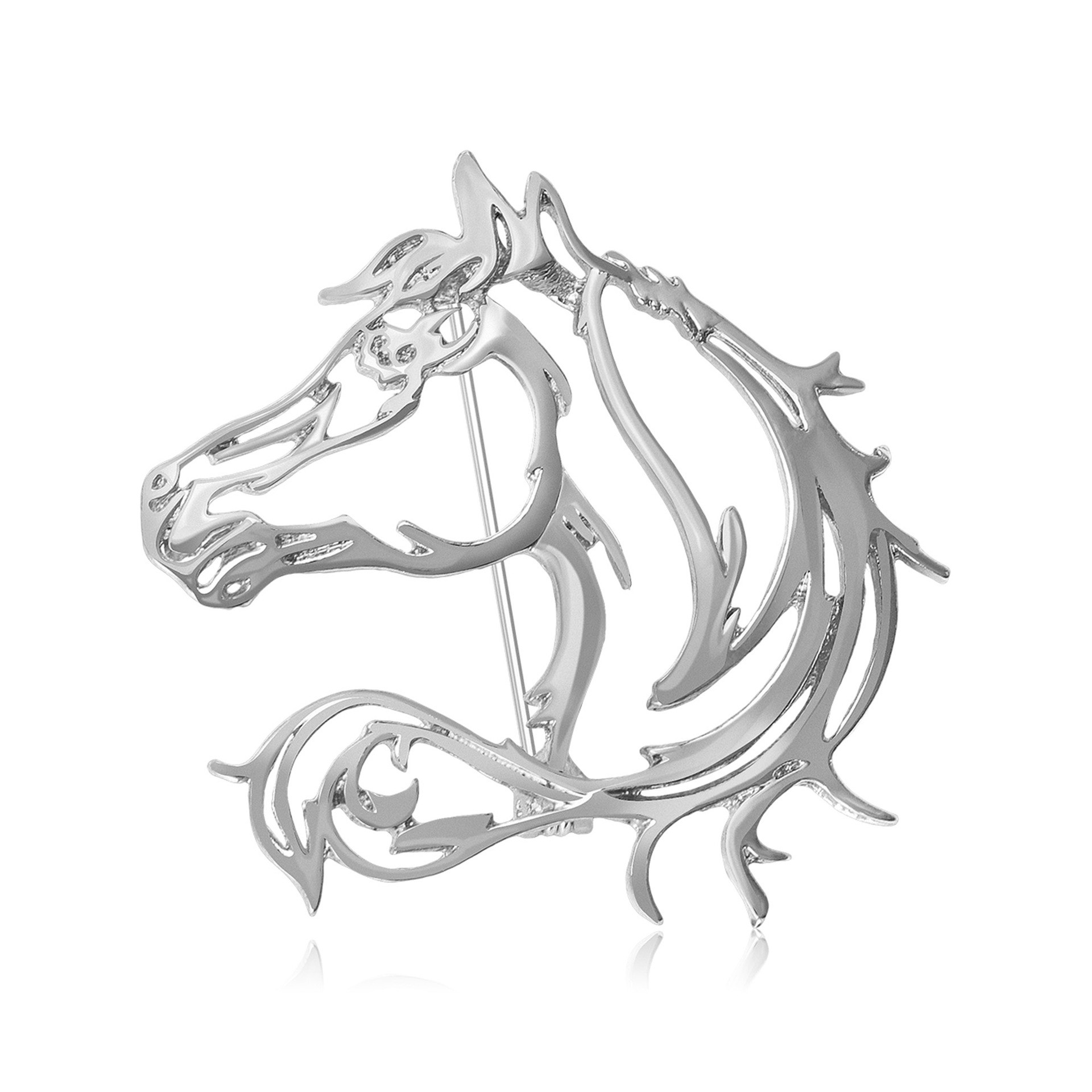 Cross-border best-selling hollowed-out simple horse brooch, dual-purpose pin, alloy smooth animal brooch, men's and women's clothing accessories Specification image