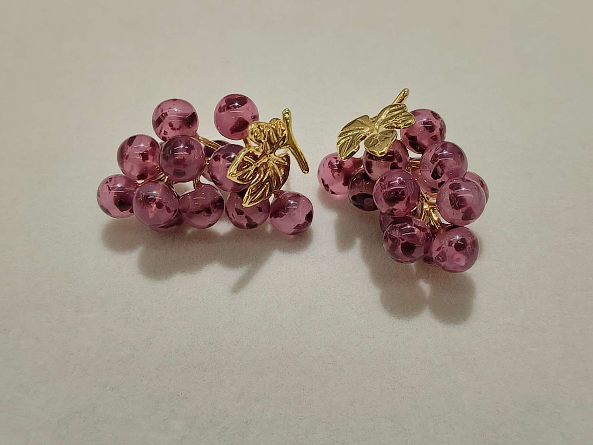 紫色系滴油花朵爱心耳环42#银针